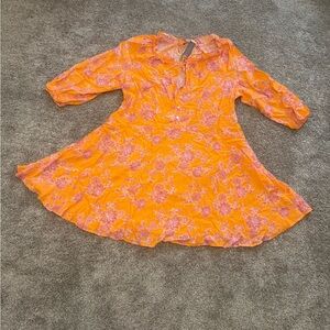 Lane Bryant Orange and Pink Floral Swimwear Cover Up